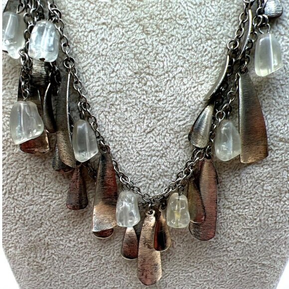 Vintage Boho Metal & Quartz Crystal Pendant Necklace.  B53 - Picture 2 of 12